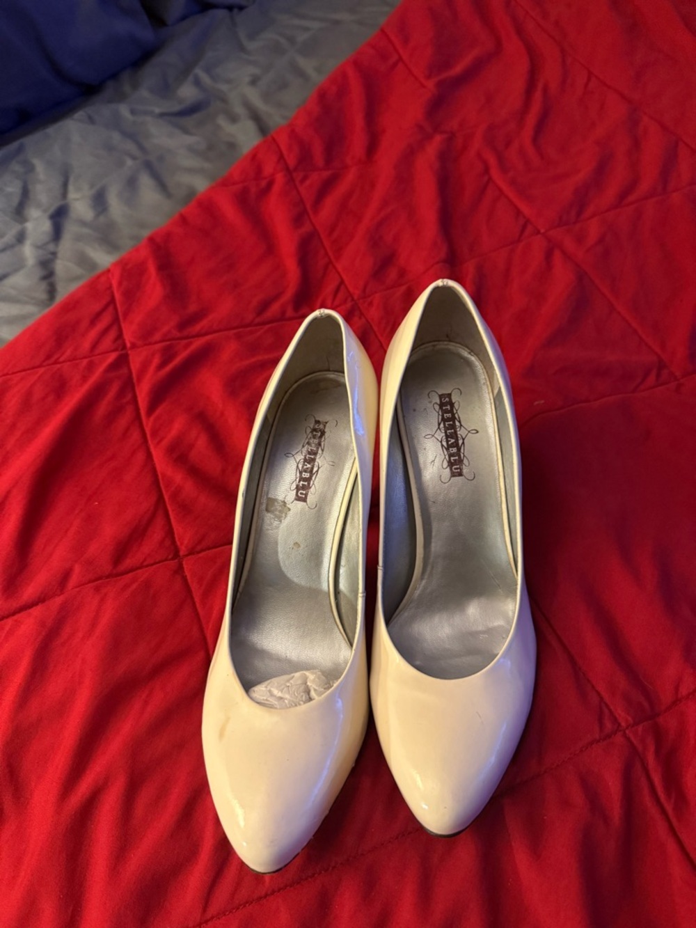 Cream Patent Pointed-Toe Pumps